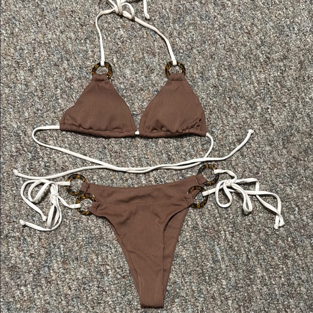 Brown Triangle Bikini Set